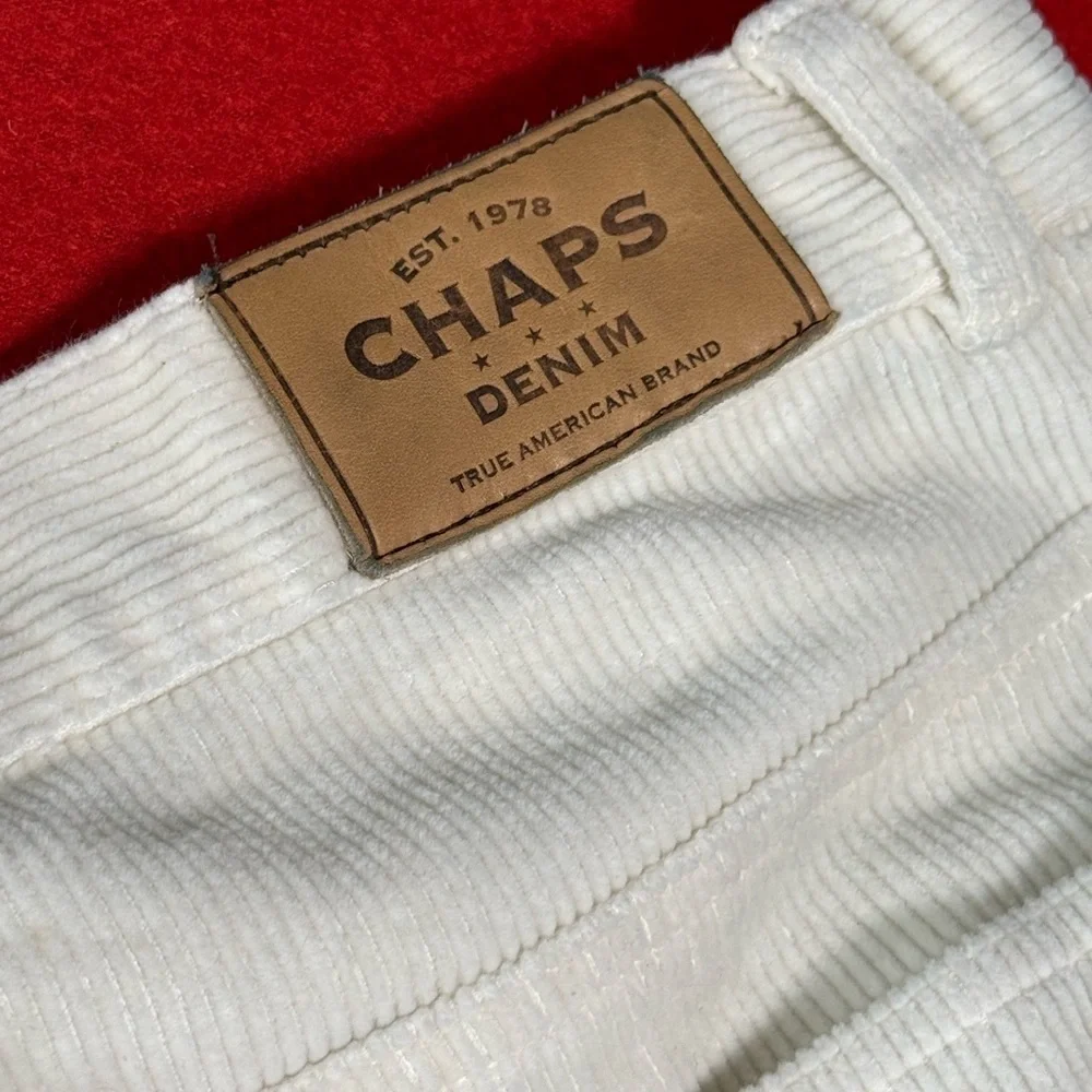Chaps Woman’s Sz 12 Cream Corduroy Boot Cut/Straight Leg Cotton Blend Pants EUC